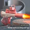 Grand pistolet à eau électrique avec lumières LED Watergun Pistolet à haute pression Automatic Childrens Guns Place Toy For Kids Gifts 240420
