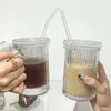 Bottiglie d'acqua in stile giapponese semplice e bellissima paglia di vetro tazza di caffè resistente al latte resistente al latte con regali di nozze di tè al coperchio 390 ml
