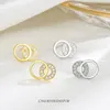 Stud -oorbellen S925 Sterling Silver Temperament Geometrische Circle Earring Persoonlijkheid Vrouwelijke sieraden ornamenten