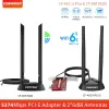 Schede 5374MBPS WiFi 6E Adattatore Wireless PCIE Bluetooth 5.2 Tribanda Network WiFi PCIE Adattatore Adattatore Adattatore 2.4G/5G/6G 802.11ax per PC
