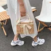 Straw Bags for Women Square Handbags Summer Rattan Shoulder Handmade Knitted Storge Small Bag 2024 Fashion 240423