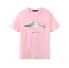 New Men T-Shirts High Quality pure Cotton Broken tail shark print Short Sleeve Streetwear Top Women Men Clothing Fashion Oversized T-shirt US SIZE