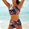 Damskie stroje kąpielowe sportowe kamizelka Bikini Kobiety pchnij bikini zestaw wyściełany dwuczęściowy strój kąpielowy kostium kąpielowy w talii