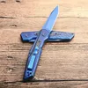 Fast shiped Auto Tactical Folding Knife 8Cr13Mov Blue Titanium Coated Blade Steel Handle EDC Pocket Knives