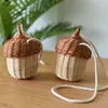 Acorn-vormige opbergmand handgeweven ronde rattan tas emmer tropische strandstijl geweven schoudertas po props 240426