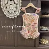 Childrens swimsuit suspender little girl summer baby bikini double-sided childrens lace swimsuit pink flowers 240422