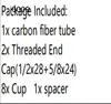 L 8.9 OD 1,85 tube en fibre de carbone + tasses en aluminium 1/2x28 5/8x24 (1-3 / 16x24 tpi) 8pcs tasses