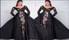 2019 Abiti da sera nera Deep V Neck Black Skirt Scaccia Applique Elegante abito da sera Elegante Abito Formale 20184970266