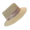ベレットバケーション麦わら帽子西部の手織り太陽女性のためのエレガントなボーター