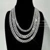 Stock 10Mm 15Mm 18Mm Sier Hiphop Iced Out Moissanite Cuban Link Chain