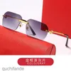 Gafas de sol de diseño de carteros de nivel superior de nivel superior nuevas gafas de sol sin marco para hombres y mujeres Gafas de sol tendencia a la masa de metal giros de la pierna con la pierna con el logotipo real 1: 1