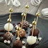 Forks 100Pcs Gold Pearl Cocktail Picks Fruit Wedding Party Disposable Cake Dessert Sticks Buffet Toothpick