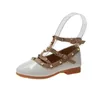 Mädchen Schuhe Spring Kinder Mädchen Nieten Prinzessin Herbst Kleinkind Kinder flach ttied Stil Sommersandalen 240415