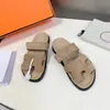 Sandals Women Designer Slides Slippers Fur Shearling Leather Canvas Slide Fuzzy Plush Slipper Orange Red Womens Summer Winter Sandal Shoes