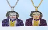 Fashion Iced Out Large Cartoon Clown Cosplay Pendant Necklace Mens Hip Hop Necklace Jewelry 76cm Gold Cuban Chain For Men Women7318824