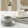 Mokken 230 ml European Coffee Cup met saus en lepel keramische kop vaste kleur thee kopje en saus set afternoon tea melkbeker J240428