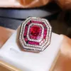 Pierścienie klastra Solid S925 Sterling Silver Pure Ruby Pierścień dla kobiet Fine 925 Biżuteria