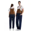 Heren jeans multi-pocket bib overalls hiphop streetwear vracht werkbroek jumpsuits casual los voor mannen vrouwen