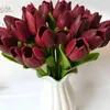 Decorative Flowers Beautiful Imitation Flower Tulip No Fading DIY Craft Faux Leather Simulation Plant For Wedding