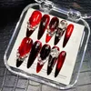 Handgemaakte Y2K Punk Style Long Coffin valse Nagels Tips Glitter Rijnstand Pers op Nagels Herbruikbare korte nep nagel met lijmgeschenk modieus schoonheidsmodel draagt nagels