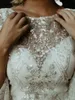 Luxury Sequined Appliques Lace Beading Mermaid Wedding Dresses Long Flare Sleeve Backless Bridal Gowns Robe De Mariee