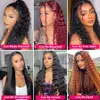 30inch 4x4 Deep Curly spetsstängning peruk HD transparent våg Glueless Human Hair Wigs For Women Remy 180% 240419