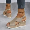 Sandálias femininas de verão Moda All Match Wedge Heel Women Casual Aberto Sandals Roman Roman Platform Sapatos 240412