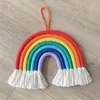 Dekorativa figurer Ins Style Macrame Rainbow Cloud Hanging Decoration Handgjorda Woven Kids Baby Girl Children's Room Wall