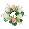 Fiori decorativi Farmhouse in stile ghirlanda anello di candela ghirlanda elegante set di rose artificiali con verde colorato per casa