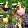 Tuindecoraties Grappig Big Eyed Chicken Long Foot Resin Crafts beelden standbeeld houten ring decoratie kip sculpturen tuin hek kunstbenodigdheden