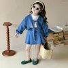 Ensembles de vêtements 2024 filles 2 PCS Set Joupes de manteau de denim Spring Cotton Fashion High Quality Kids Cost 2-8 ans PP635