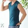 Men's Tank Tops 5XL 6XL 62% Bamboo Fiber 30% Cotton Top V Neck Workout Gym Bodybuliding Undershirt Plus Size White Sleeveless T Shirt