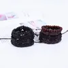 Заклинание браслеты 4pcs/Set Hippie Punk Macrame Clots Traph Brown Black Leather Wy Beads Слои Сложные обертывания