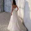 Sommer Boho Hochzeitskleid 2024 Spaghetti -Riemen ärmellose Seitenschlitzspitzen Applikationen Rückenfreie Frauen Brautkleider Vestidos de Novia Anpassung zur Messung