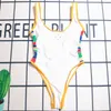 Badkläder färgglada kvinnor baddräkt bikinis vit underkläder bodysuit vadderad designer en bit med lyxig badkläder sommar baddräkter strand sexig baddräkt