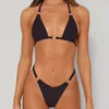 Designer dames bikini set sexy vrouwelijke metalen ring badkleding kleding meisjes driehoek veter zwempak strand feestpak badpak string toppen top Braziliaanse biquini