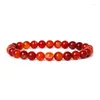 Странд Гладкие оранжевые агаты браслеты для женщин натуральные каменные бусины арбуз красный полосатый