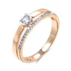 Band Rings Kinel Luxury Natural Zircon Ring for Women 585 Rose Gold Silver Mixed Set Ultra Thin Design Daily Bride Wedding Jewelry Q240427