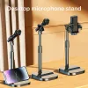 Microfoons bureaubladmicrofoonstandaard, verstelbare microfoonstandbureau met popfilter, schokbevestiging, microfoonclip, 5/8 "tot 3/8" metalen schroef Adap