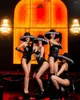 Stage Wear Nightclub Jazz Dance Dissume Rhinestones Bodysuit Pole Dancing Clothing Tassel Hat Retro Gogo Show Performance Dancewear