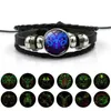 Bracelets de charme luminoso 12 Constelações Bracelete de couro preto Brilhão no céu estrelado vintage Dark Acessórios de casal trançado