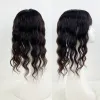 バングスロシアンバージンヒューマンヘアトッパーフリンジシルクベーススキンスカルプツープー茶色のポニーファインヘアピース4D女性バンズボディウェーブ