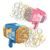 Bubble Gun Rocket 132 Holes Soap Bubbles Machine Gun Form Automatic Flower With Light Toys For Kids Pomperos Childrens Day Gift 240416