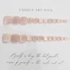 False Nails 24pcs Wearable Flash Potherapy Cat's Eye Foot Fake Press On Short Full Cover Square Pink Toenails Finished