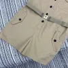 Designer Jump Sumpsuit Summer Summer Casual Playsuit Fashion Tide New Khaki Lapela Manga curta Botão de trabalho com cinto