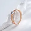 Anneaux de bande Kinel Luxury Natural Zircon Ring pour les femmes 585 Gold Silver Silver mixte Ultra Thin Design Daily Bride Wedding Jewelry Q240427