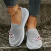 Casual Shoes Women's Soft Embroider Flats Summer Breathable Knitted Platform Sneakers Woman Chinese Style Flowers Plus Size 43