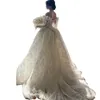 Pełna koronkowa sukienki ślubne księżniczki Off the Rameer gorset Ball suknie ślubne ślubne sukienki koronkowe z tyłu kaplicy ogród panna młoda 2024 Summ