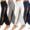 Women's Pants Women Fashion Yoga High Waisted Slit Wide Leg Haren Gym Leggings Casual Solid Hollow Workout Trousers Home Wear