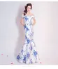 Party Dresses Classic Style Blue And White Porcelain Evening Dress Vestido De Festa 2024 Graduation Prom Gowns Boat Neck Formal